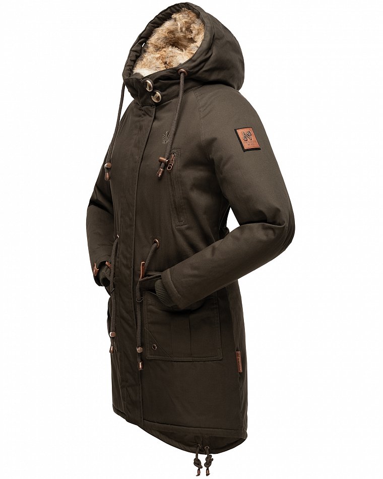 Navahoo Rosinchen Damen Winterjacke Parka Gefüttert Anthrazit Gr. 34 - XS