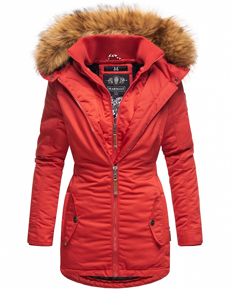 Marikoo Sanakoo Damen Winterjacke Parka mit Kapuze Rot Gr. 36 - S