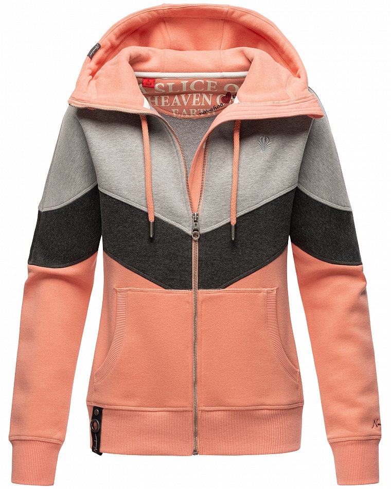 Navahoo Honigperle Blocking Color Sweatjacke Hoodie Apricot Gr. 38 - M