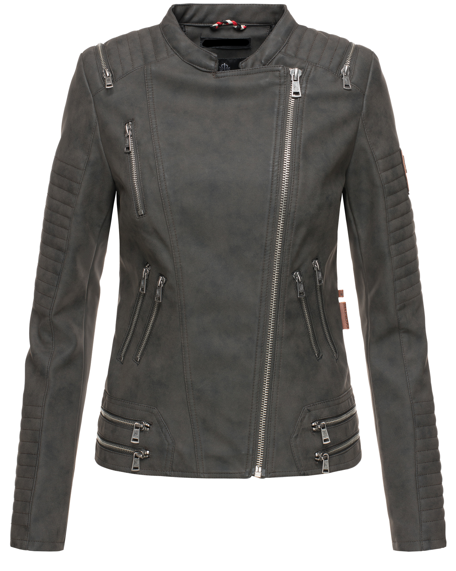Marikoo Akikoo Damen Kunstlder Biker Jacke Schwarz Gr. 34 - XS