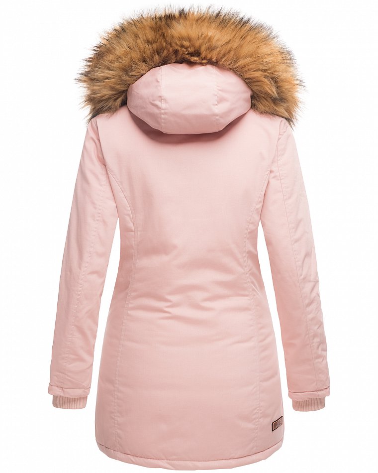 Marikoo Karmaa Princess Damen Winter Parka mit Kunstfell Rosa Gr. 38 - M