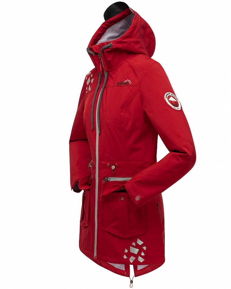Marikoo Wasserfeste Damen Softshell Übergangsjacke mit Kapuze und Reflektoren Ulissaa Rot Gr. 42 - XL