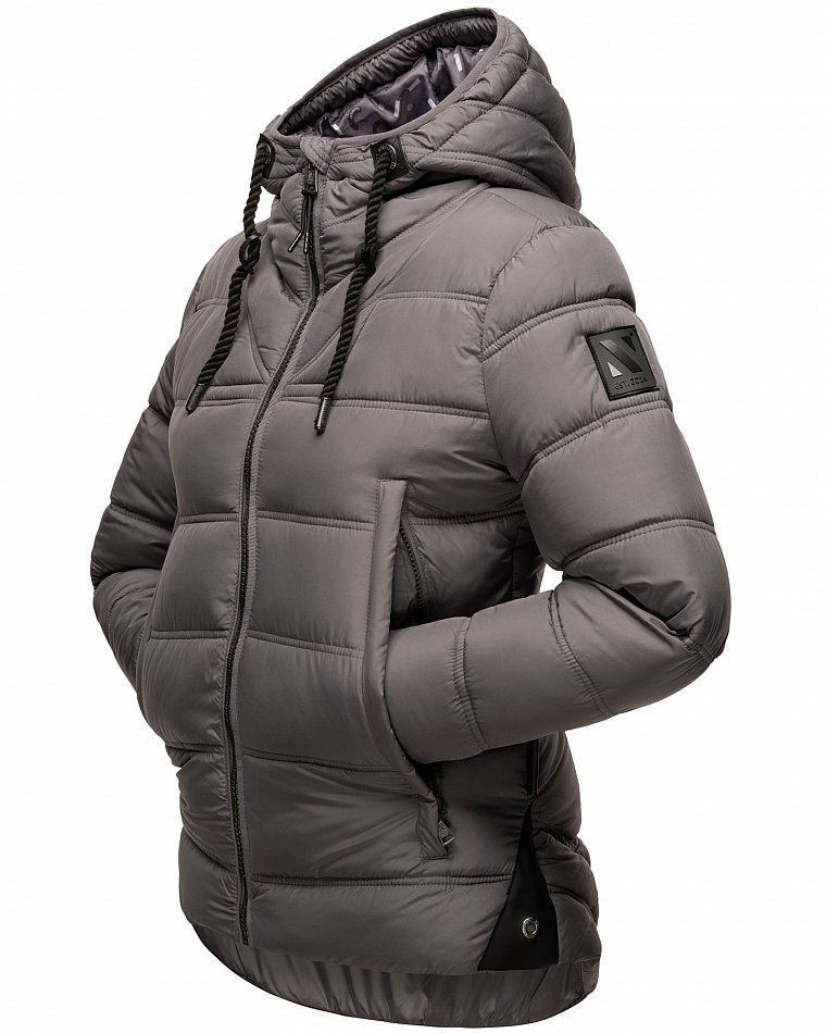 Navahoo Renesmee Winterjacke Stepp Jacke mit Kapuze Dunkel Grau Gr. 40 - L