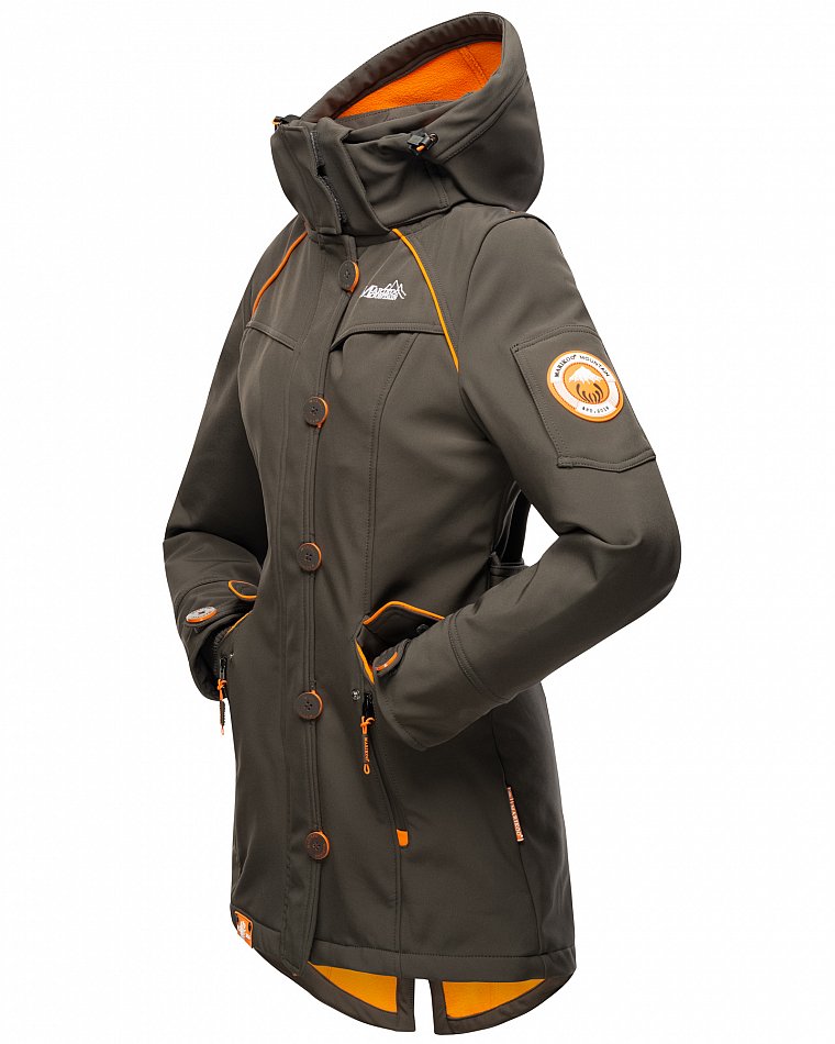 Marikoo Elegante Damen Übergangs Softshell Jacke mit Kapuze Soulinaa Amber Anthrazit Gr. 40 - L
