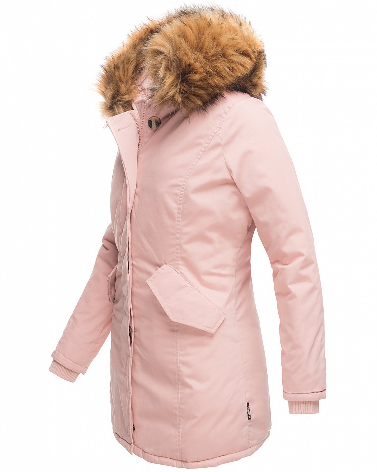 Marikoo Karmaa Princess Damen Winter Parka mit Kunstfell Rosa Gr. 38 - M