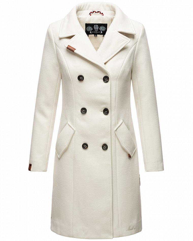 Marikoo Nanakoo Damen eleganter Wintermantel Trenchcoat Weiß Gr. 36 - S