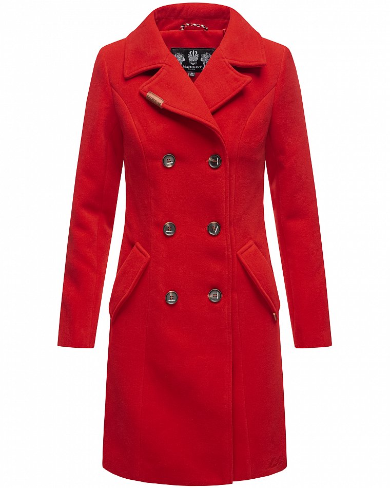 Marikoo Nanakoo Damen eleganter Wintermantel Trenchcoat Rot Gr. 36 - S
