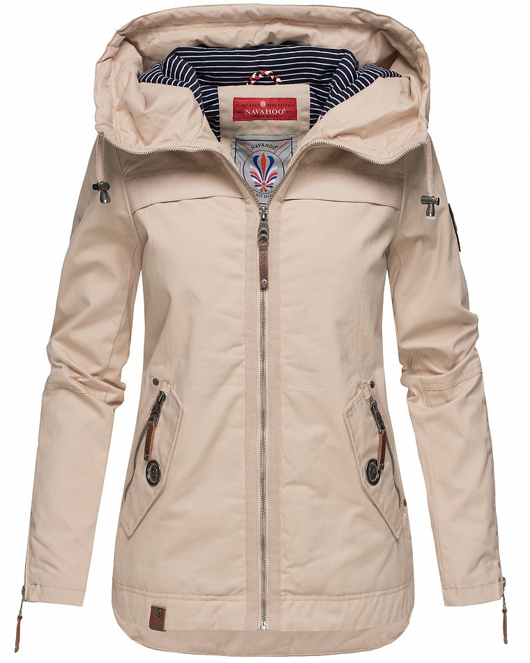 Navahoo Wekoo Damen Übergangsjacke mit Kapuze Beige  Gr. 34 - XS