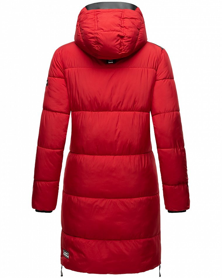 Marikoo Streliziaa Damen Wintermantel Parka mit Kapuze & Kunstfell Rot Gr. 34 - XS