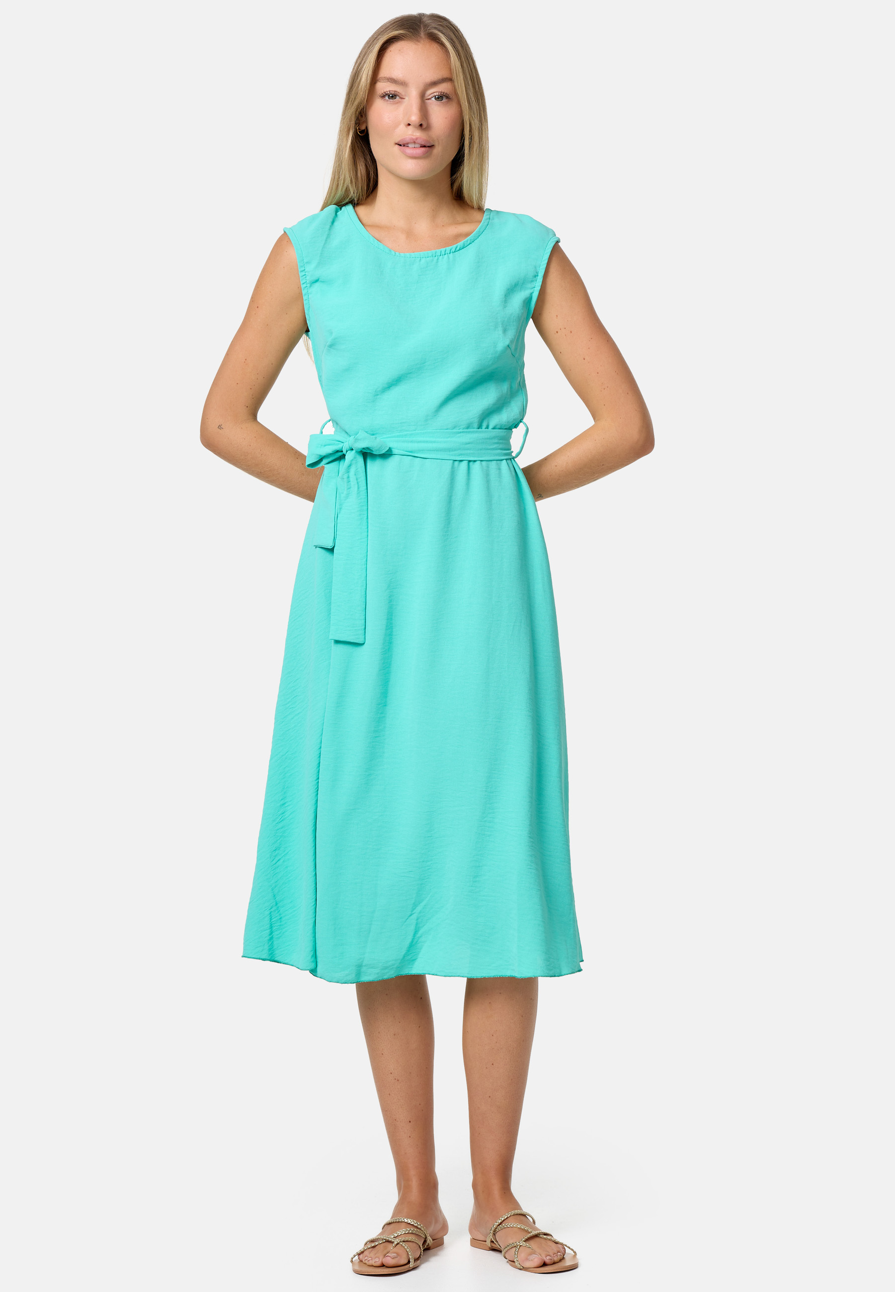 Pm Selected Ärmelloses Sommerkleid Dress mit Bindeband PM26 Grün Einheitsgröße
