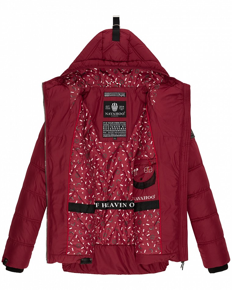 Navahoo Renesmee Winterjacke Stepp Jacke mit Kapuze Bordeaux Gr. 34 - XS