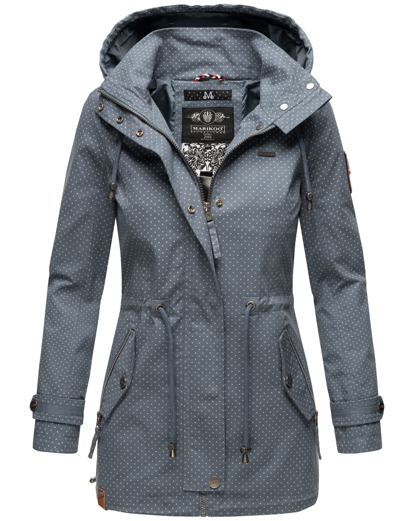 Navahoo Nyokoo Damen Übergangsjacke mit Kapuze Blau mit Print Gr. 36 - S