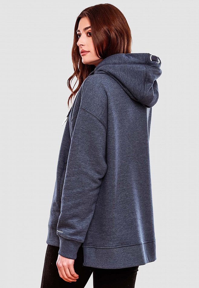 Navahoo Damen Hoodie Sweatpullover Silberengelchen Blau Melange Gr. 40 - L