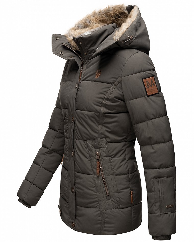 Marikoo Nekoo Damen Winterjacke Steppjacke Warm Gefütterte Anthrazit Gr. 38 - M