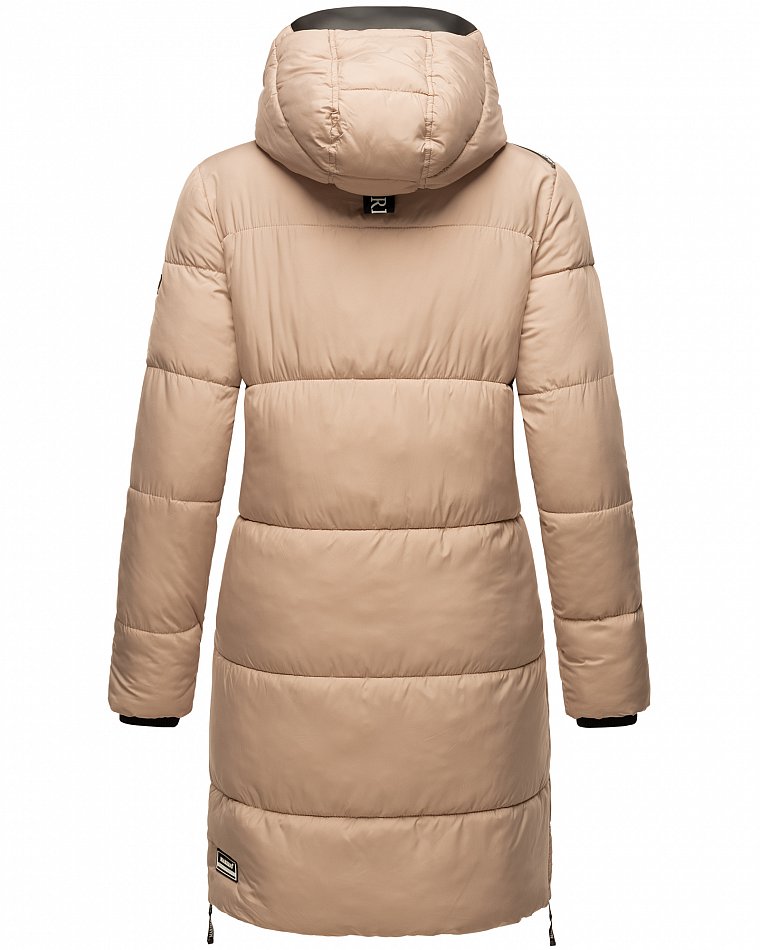 Marikoo Streliziaa Damen Wintermantel Parka mit Kapuze & Kunstfell Taupe Gr. 40 - L