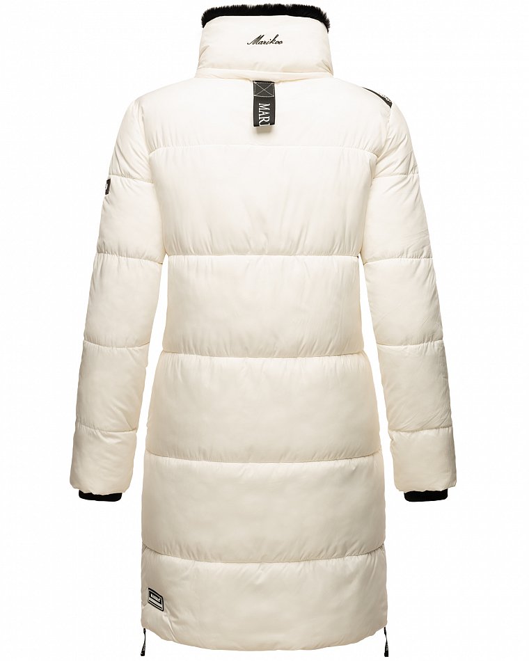 Marikoo Streliziaa Damen Wintermantel Parka mit Kapuze & Kunstfell Off White Gr. 38 - M