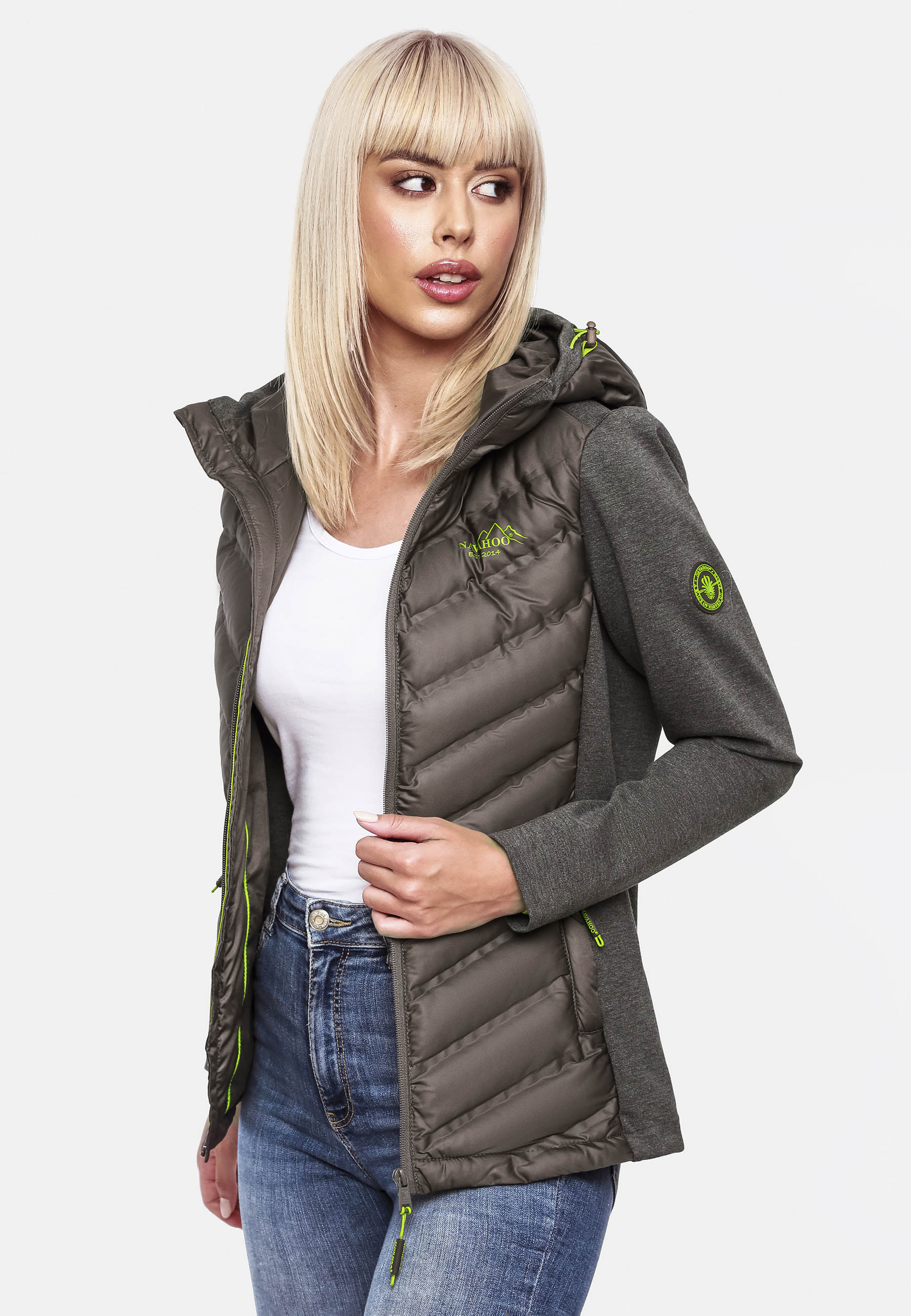 Navahoo Nimm Mich Mit Damen Übergangsjacke Steppjacke Dunkelgrau Gr. 34 - XS