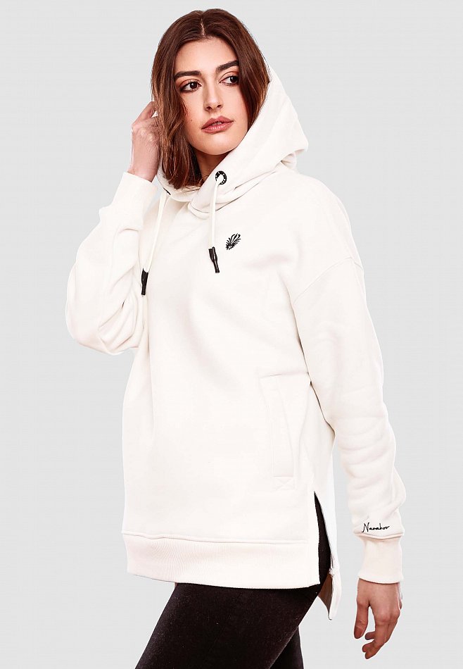 Navahoo Damen Hoodie Sweatpullover Silberengelchen Weiss Gr. 42 - XL