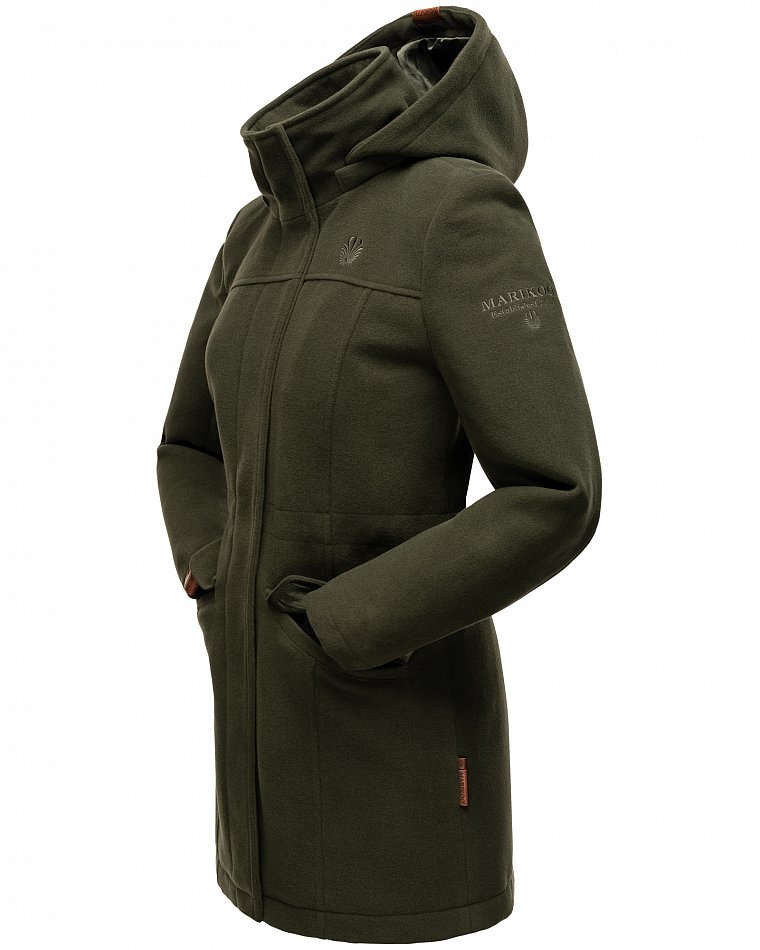 Marikoo Leilaniaa Damen Trenchcoat Winter Mantel mit Kapuze Wald Grün Gr. 38 - M