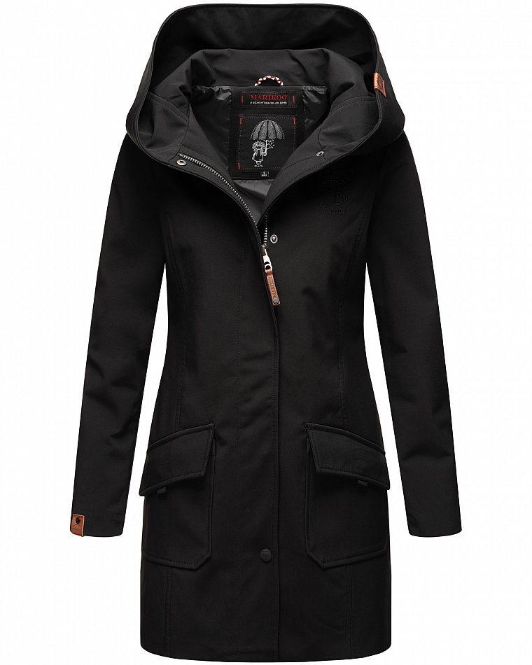 Marikoo Mayleen Damen Softshell Jacke mit Kapuze Schwarz Gr. 40 - L