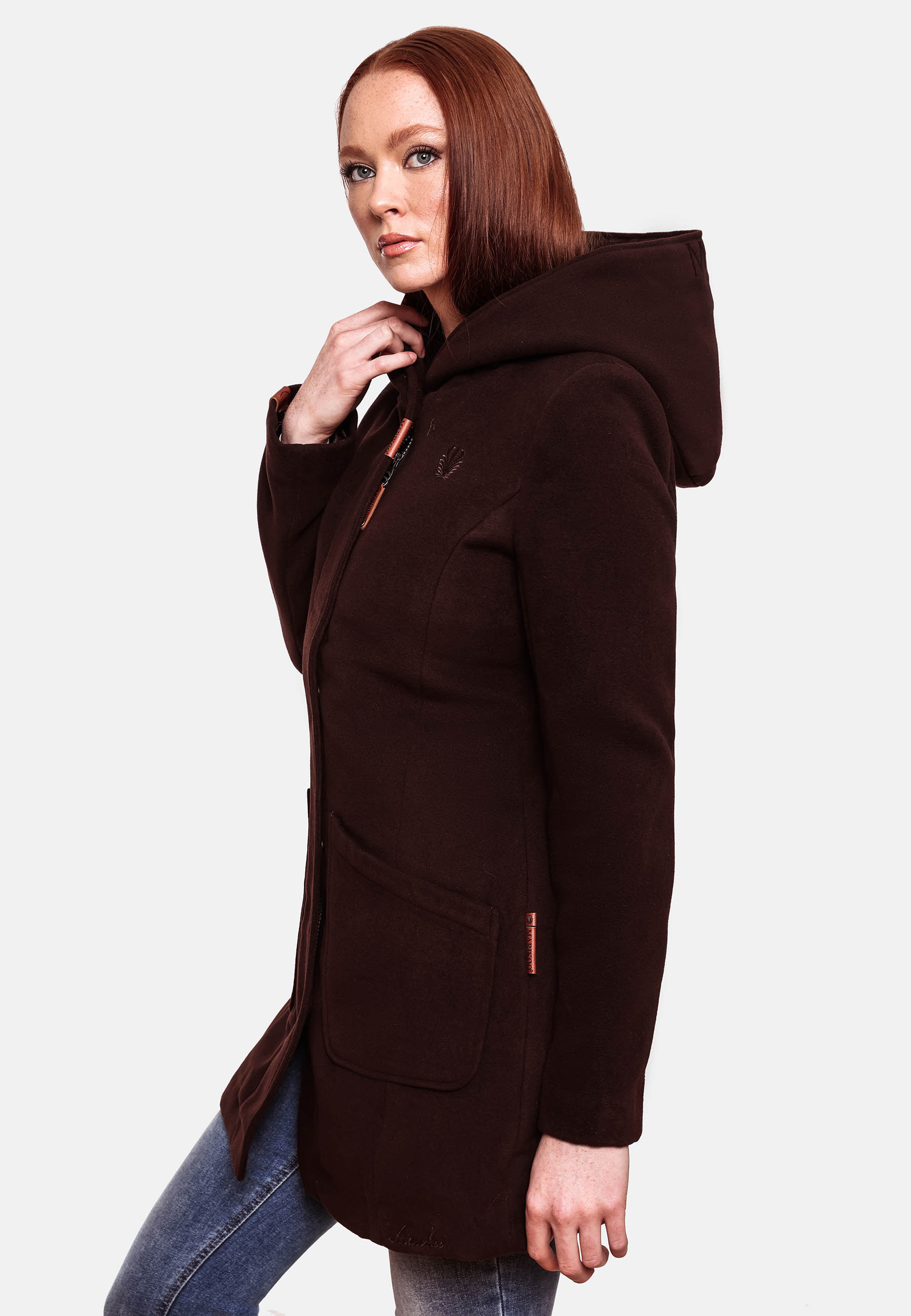 Marikoo Maikoo Damen Wintermantel Trenchcoat mit Kapuze Schoko Gr. 36 - S Marikoo Maikoo Damen Wintermantel Trenchcoat mit Kapuze Schoko Gr. 36 - S