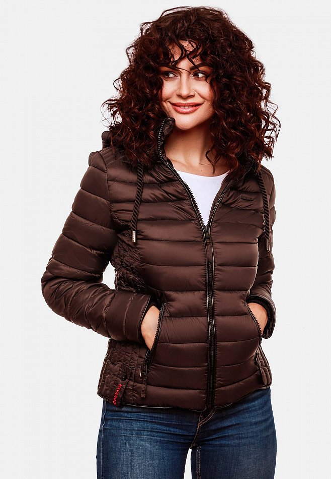 Navahoo Lulana Damen Übergangs Steppjacke mit Kapuze Schoko Gr. 38 - M