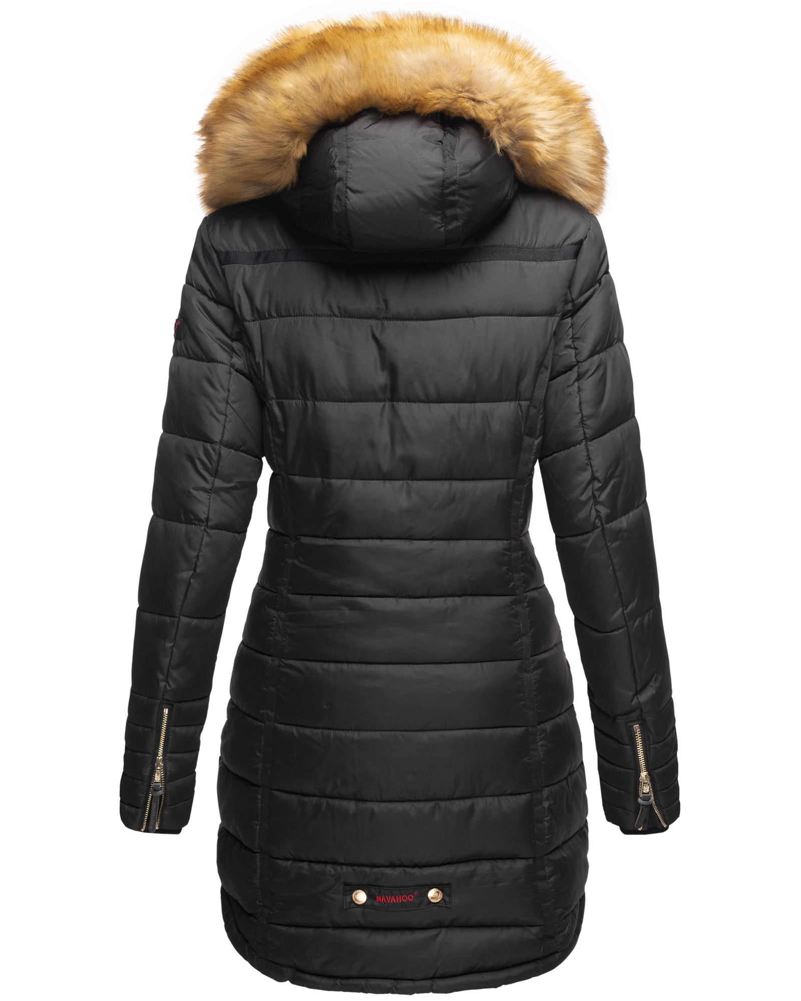 Navahoo Papaya Winter Mantel Steppjacke Gefüttert Mit Kapuze Schwarz Gr. 36 - S