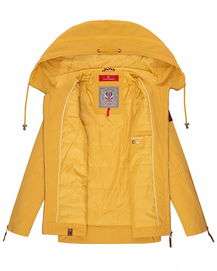 Navahoo Wekoo Damen Übergangsjacke mit Kapuze Gelb mit Print Gr. 36 - S