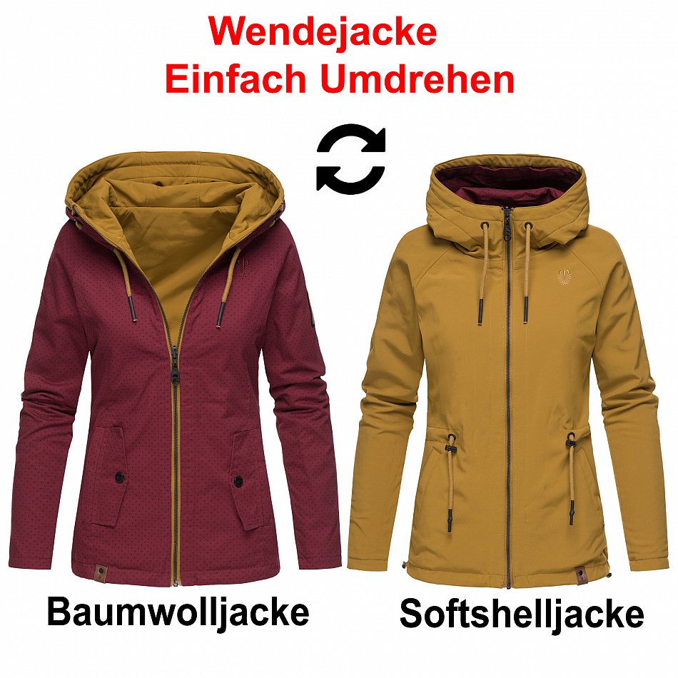 Marikoo Chuu Damen Wende Jacke Bordeaux Mit Punkte 36 - S