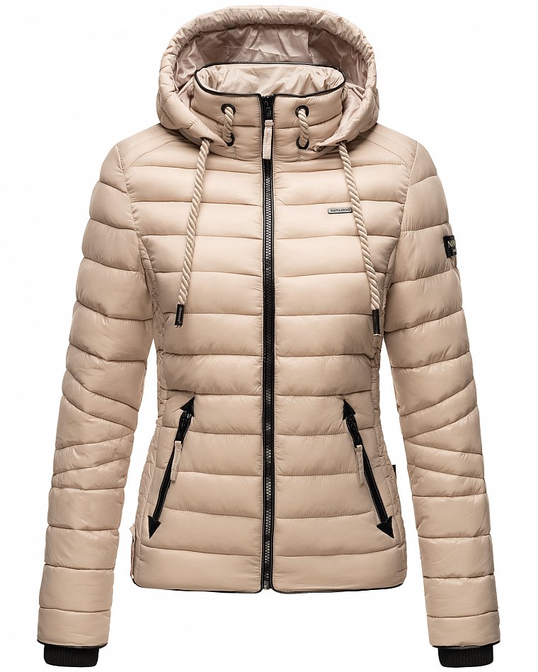 Navahoo Lulana Damen Übergangs Steppjacke mit Kapuze Taupe Gr. 36 - S