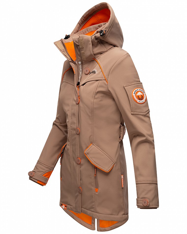 Marikoo Elegante Damen Übergangs Softshell Jacke mit Kapuze Soulinaa Taupe Grey Gr. 46 - XXXL