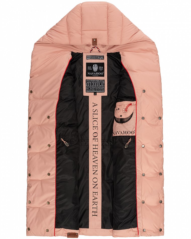 Navahoo Madilynaa Damen Winter Steppweste mit Kapuze Rosa Gr. 40 - L