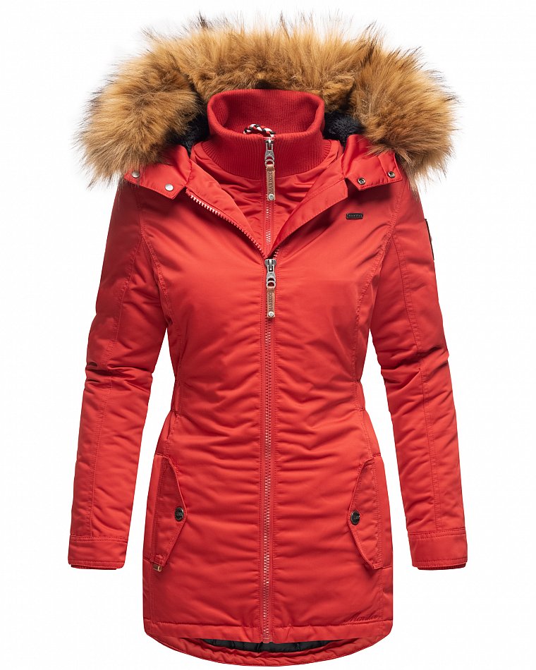 Marikoo Sanakoo Damen Winterjacke Parka mit Kapuze Rot Gr. 36 - S