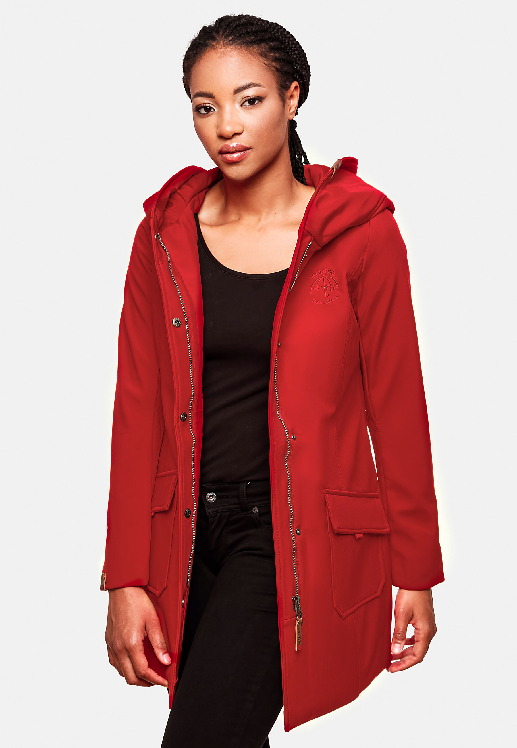 Marikoo Mayleen Damen Softshell Jacke mit Kapuze Rot Gr. 42 - XL
