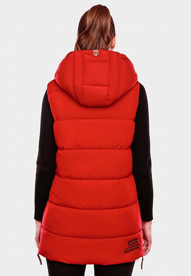 Navahoo Madilynaa Damen Winter Steppweste mit Kapuze Rot Gr. 38 - M Navahoo Madilynaa Damen Winter Steppweste mit Kapuze Rot Gr. 38 - M