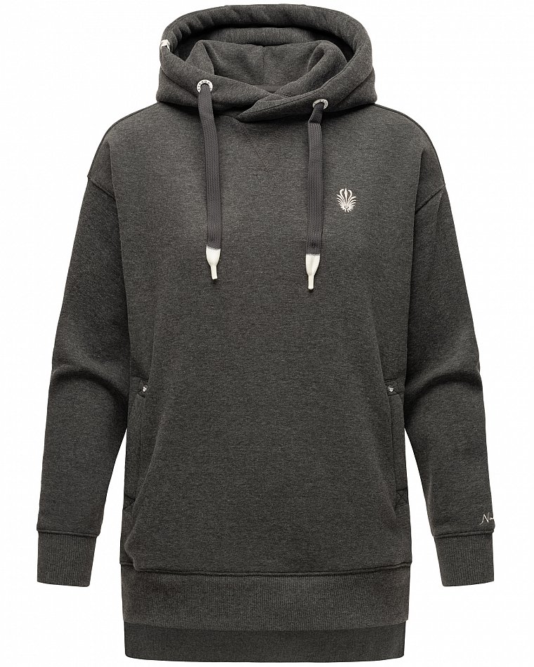 Navahoo Damen Hoodie Sweatpullover Silberengelchen Grau Melange Gr. 38 - M