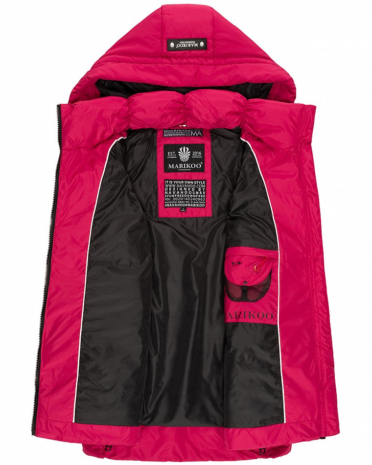 Marikoo Zarinaa Damen Übergangsweste Steppweste mit Kapuze Fuchsia Gr. 38 - M