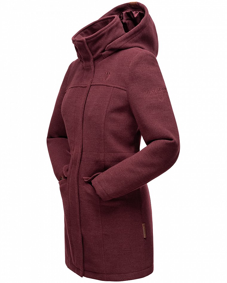 Marikoo Leilaniaa Damen Trenchcoat Winter Mantel mit Kapuze Bordeaux Melange Gr. 40 - L