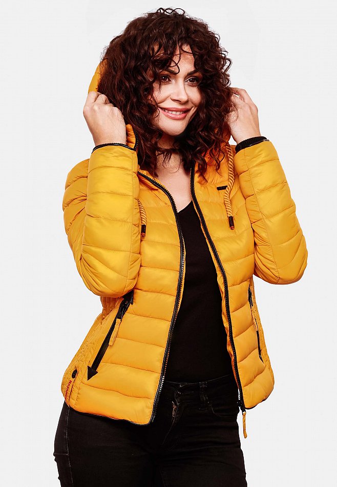 Navahoo Lulana Damen Übergangs Steppjacke mit Kapuze Gelb Gr. 34 - XS