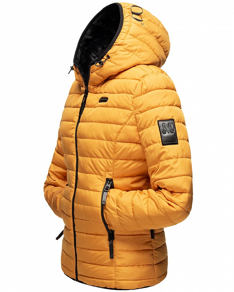 Marikoo Damen Winterjacke Outdoorjacke Steppjacke mit Kapuze Jaylaa Gelb Gr. 36 - S  