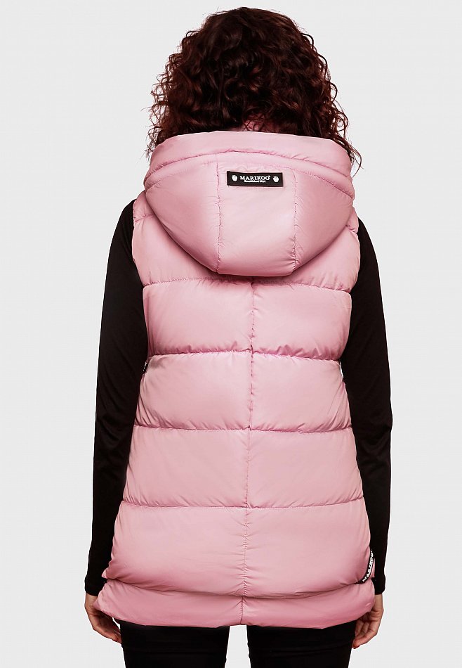 Marikoo Zarinaa Damen Übergangsweste Steppweste mit Kapuze Powder Rose Gr. 38 - M