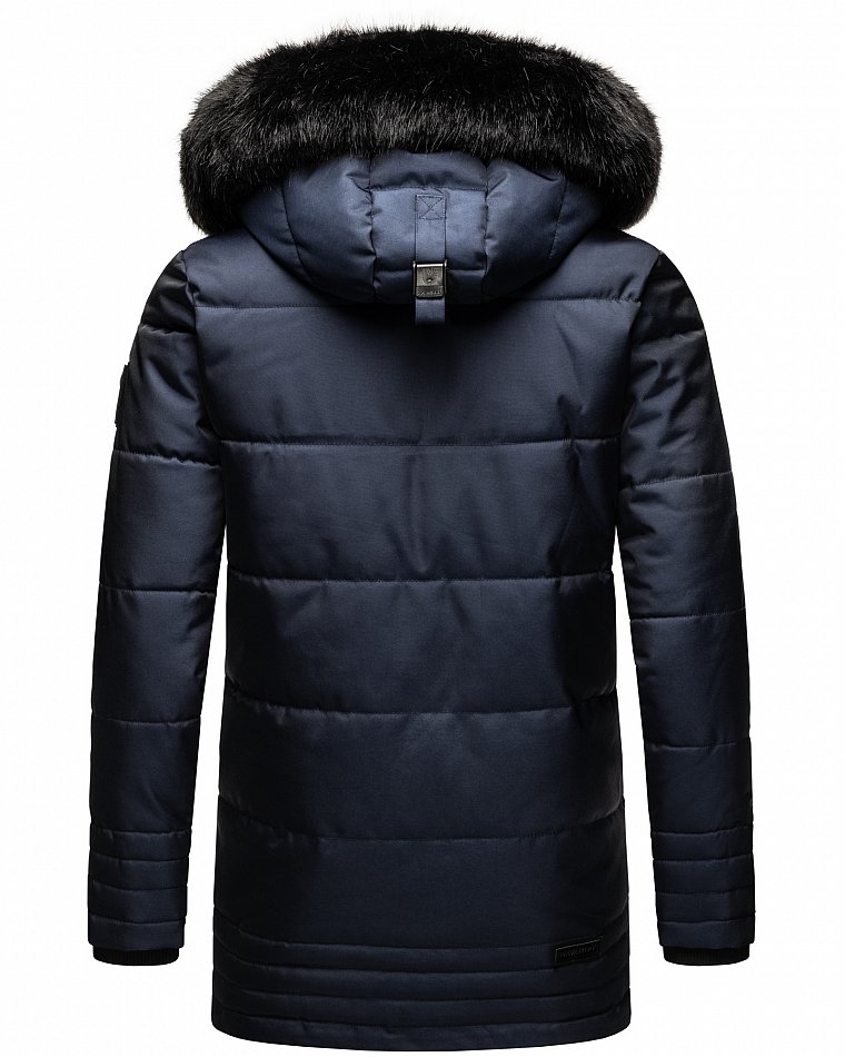 Navahoo Luaan Herren Wintermantel Parka mit Kunstfell & Kapuze Blau Gr. L