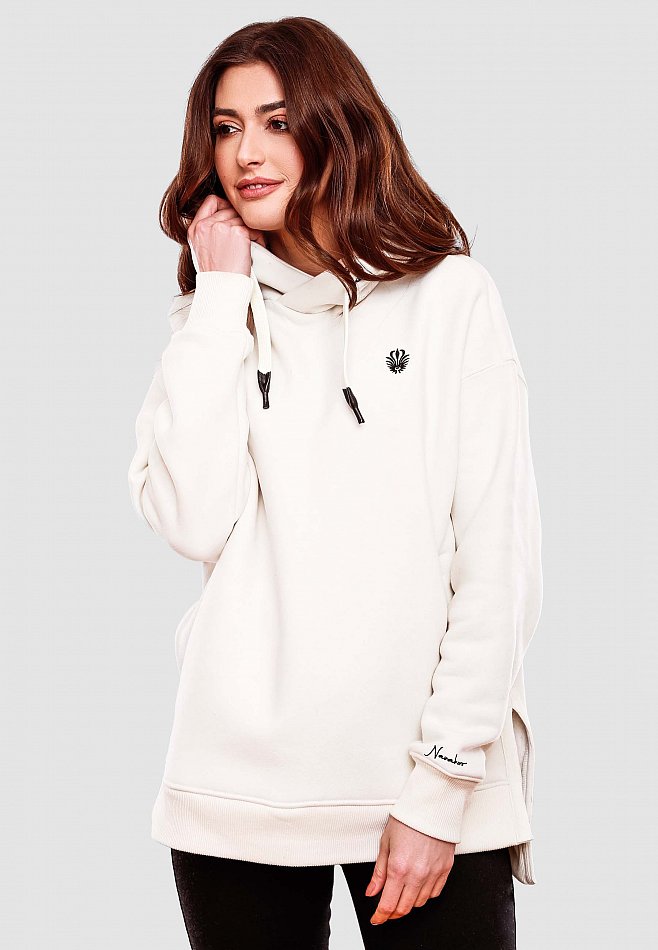 Navahoo Damen Hoodie Sweatpullover Silberengelchen Weiss Gr. 38 - M