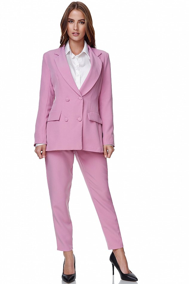 Eleganter Damen Business Hosen Anzug Blazer Rosa S