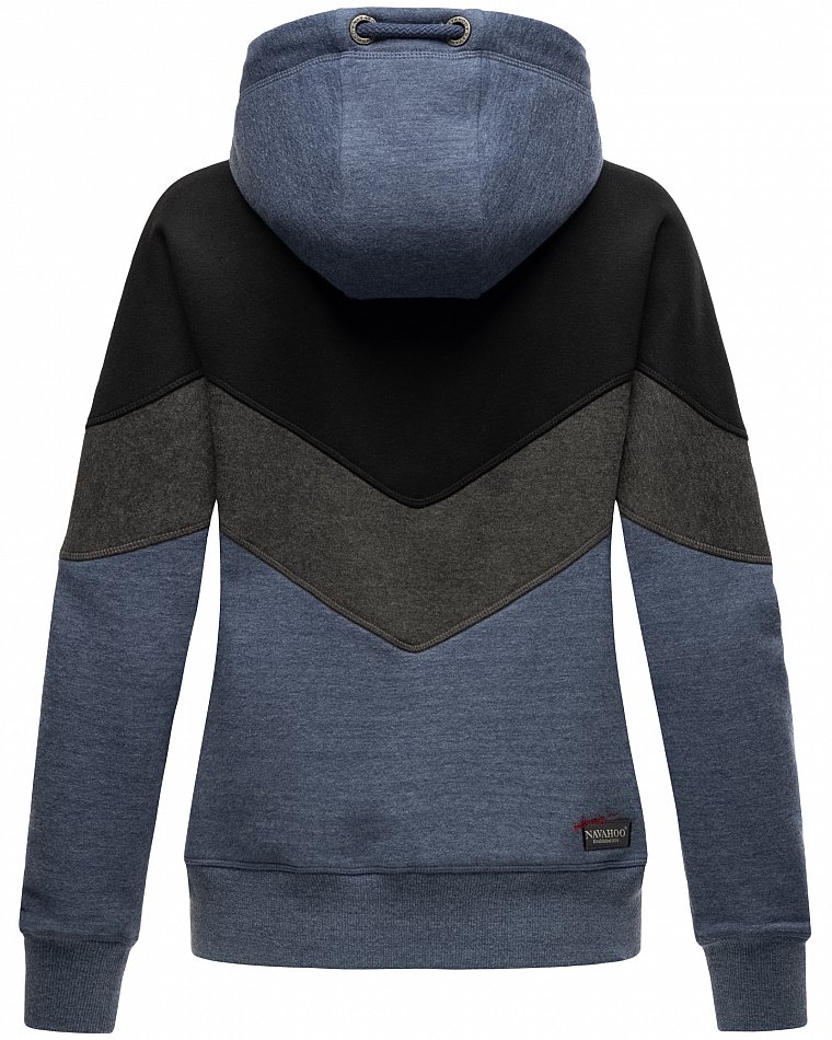 Navahoo Honigperle Blocking Color Sweatjacke Hoodie Dusty Blau Melange Gr. 36 - S