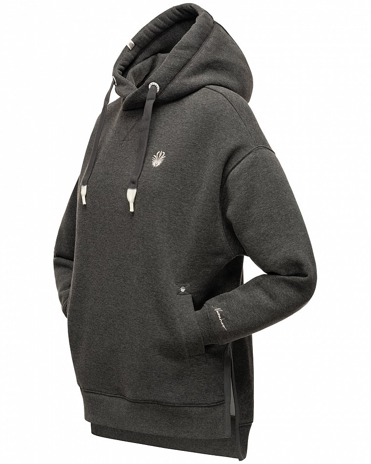 Navahoo Damen Hoodie Sweatpullover Silberengelchen Grau Melange Gr. 40 - L