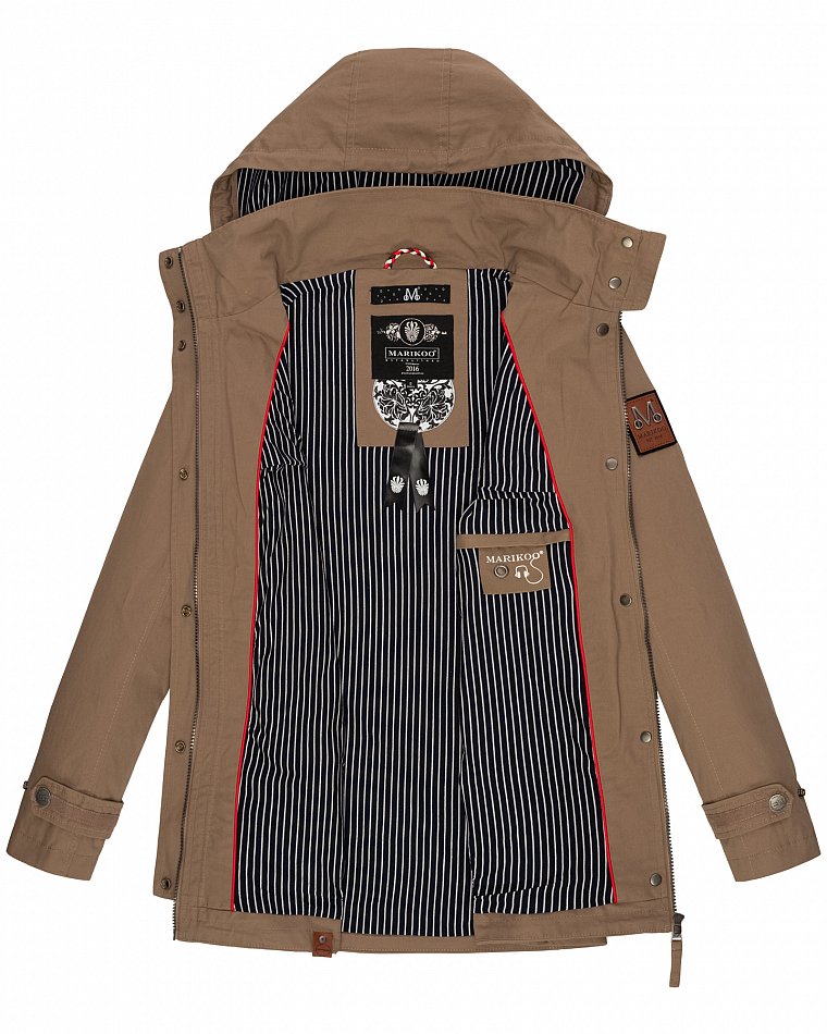 Navahoo Nyokoo Damen Übergangsjacke mit Kapuze Taupe Gr. 42 - XL