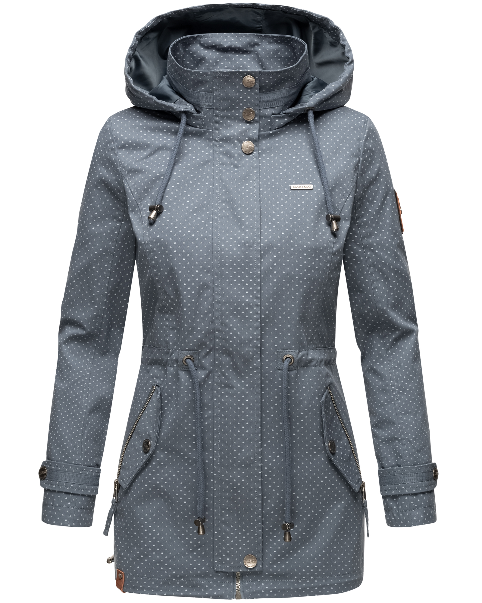 Navahoo Nyokoo Damen Übergangsjacke mit Kapuze Blau mit Print Gr. 36 - S