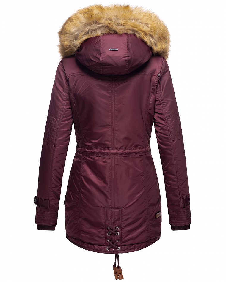 Navahoo La Viva Winterjacke Parka mit Teddyfell & Kapuze Wine Gr. 34 - XS