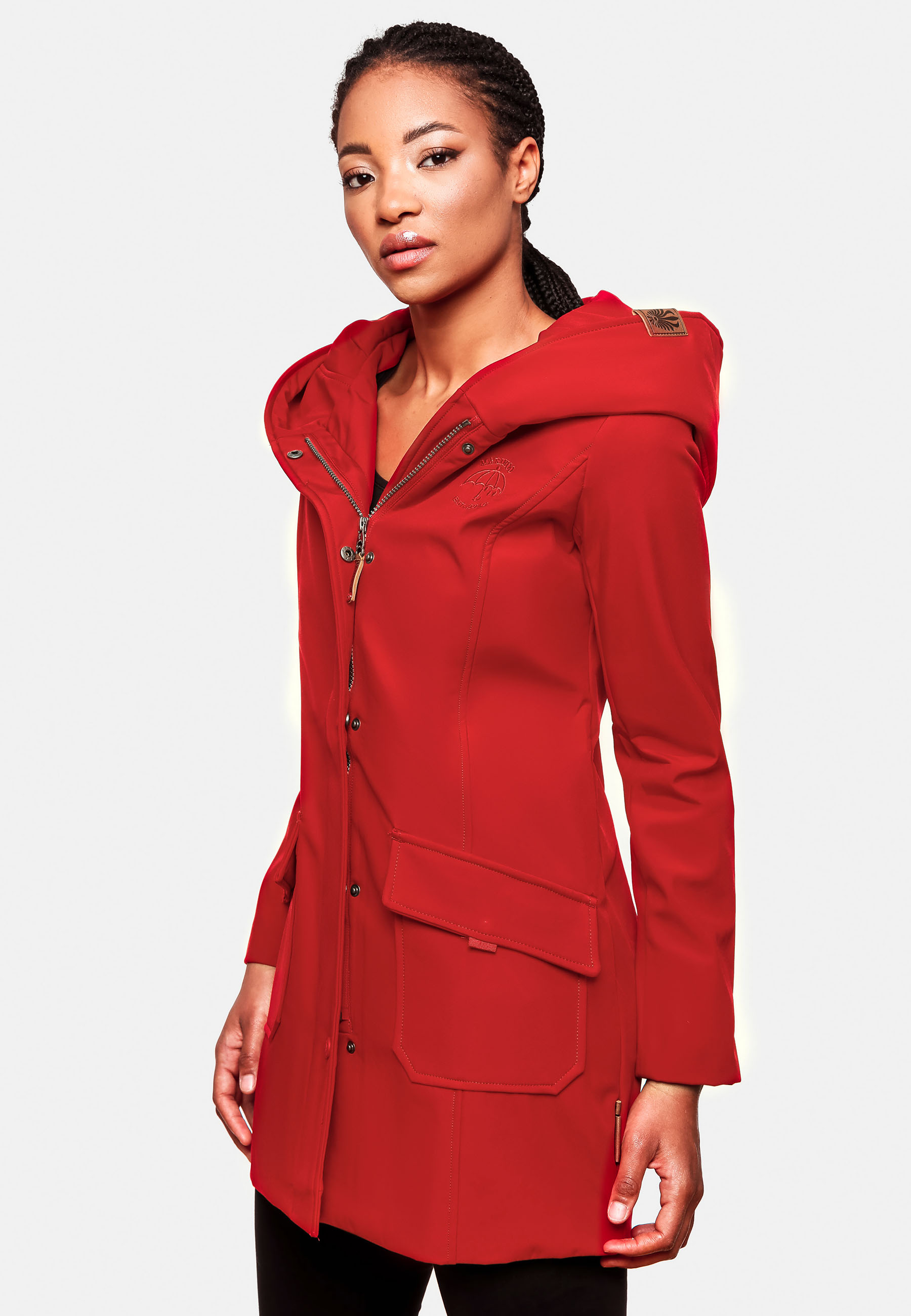 Marikoo Mayleen Damen Softshell Jacke mit Kapuze Rot Gr. 42 - XL
